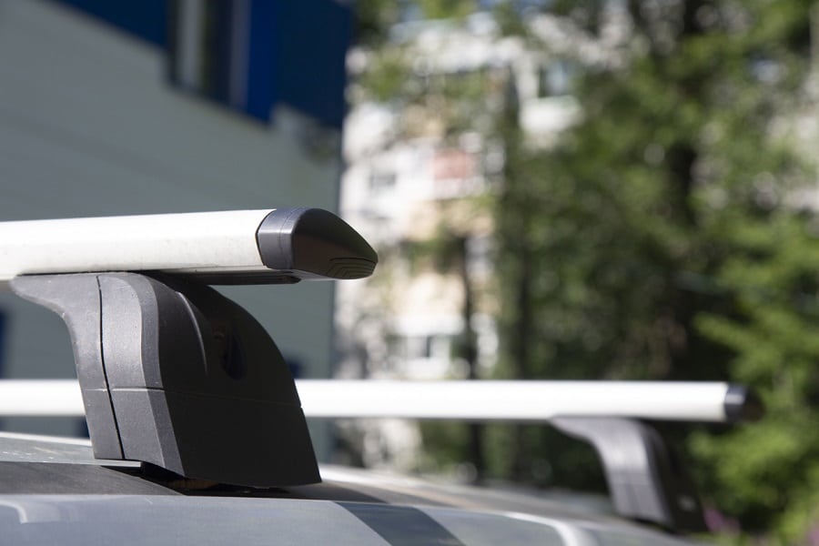 the trunk on the roof of the car.