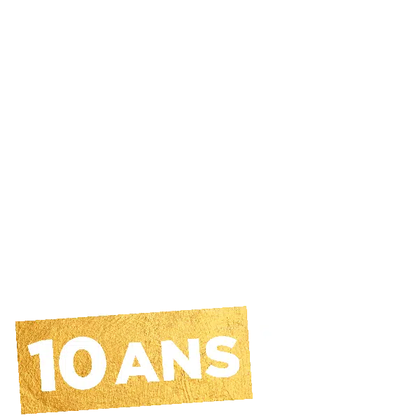 logo van away 10ans blanc doré