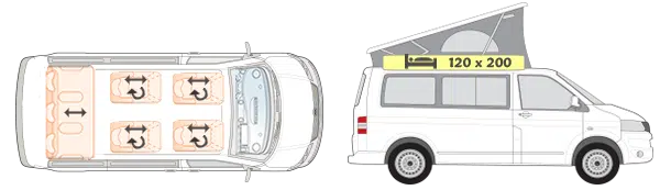 7 seater minibus is built around the Volkswagen Transporter T6 Beach series